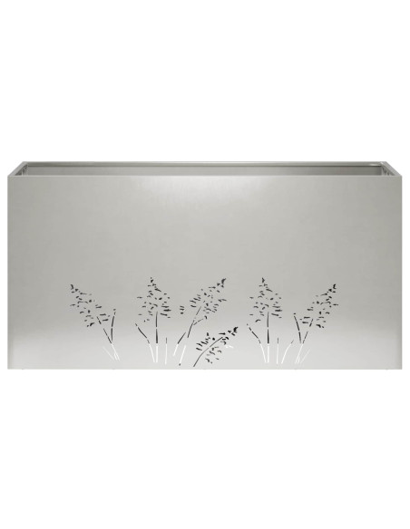 Vaso da giardino 2 pz Argento 100 x 20 x 49 cm Acciaio Inox