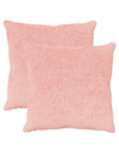 Federa 2 pz HEERLEN Rosa 65 x 65 cm Pelliccia di Coniglio Finta