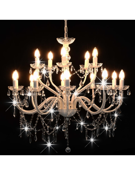 Candelabro a 2 Livelli Bianco 15 Lampadine E14