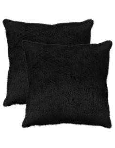 Federa 2 pz HEERLEN Nero 65 x 65 cm Pelliccia di Coniglio Finta