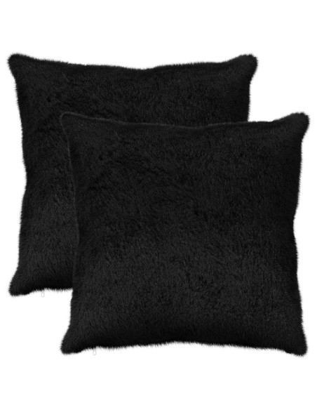 Federa 2 pz HEERLEN Nero 65 x 65 cm Pelliccia di Coniglio Finta