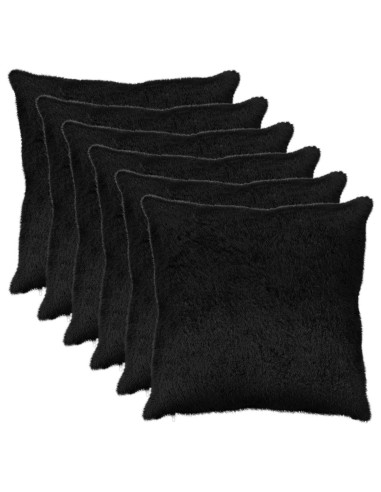Federa 6 pz HEERLEN Nero 65 x 65 cm Pelliccia di Coniglio Finta