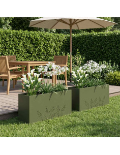 Vaso da giardino 2 pz Verde Oliva 100 x 20 x 49 cm
