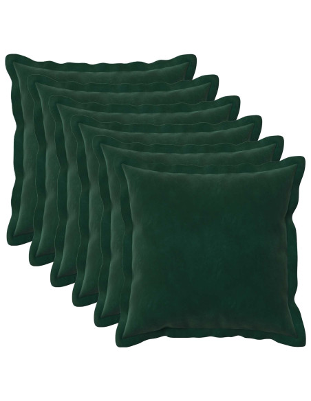 Federa 6 pcs HOUTEN Verde Scuro 40 x 40 cm Velluto