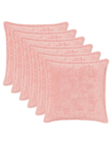 Federa 6 pz HOUTEN Rosa 30 x 30 cm Pelliccia di Coniglio Finta
