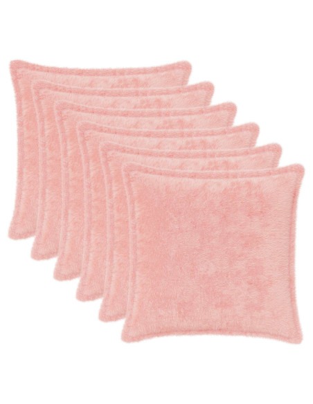 Federa 6 pz HOUTEN Rosa 30 x 30 cm Pelliccia di Coniglio Finta