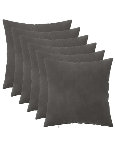 Federa 6 pcs HEERLEN Grigio Scuro 40 x 40 cm Velluto