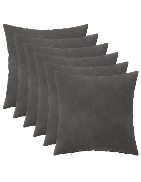 Federa 6 pcs HEERLEN Grigio Scuro 40 x 40 cm Velluto
