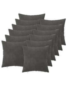 Federa 12 pcs HEERLEN Grigio Scuro 40 x 40 cm Velluto