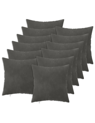 Federa 12 pcs HEERLEN Grigio Scuro 40 x 40 cm Velluto