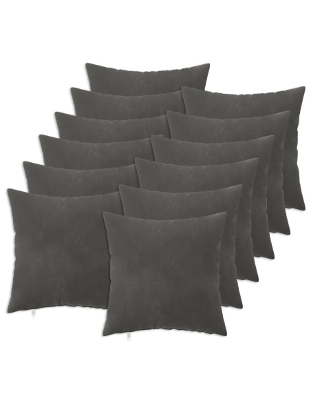 Federa 12 pcs HEERLEN Grigio Scuro 40 x 40 cm Velluto