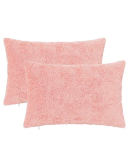 Federa 2 pz HEERLEN Rosa 40 x 60 cm Pelliccia di Coniglio Finta