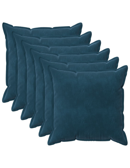 Federa 6 pcs HOUTEN Blu 65 x 65 cm Velluto
