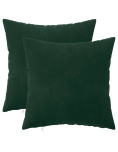 Federa 2 pcs HEERLEN Verde Scuro 45 x 45 cm Velluto