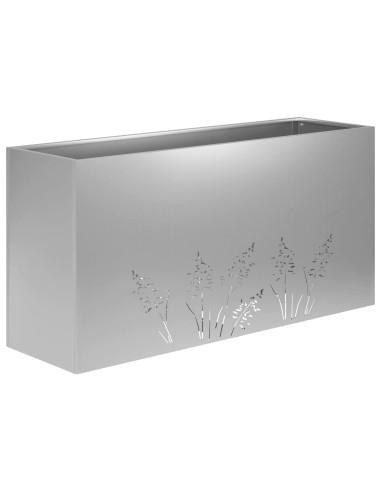 Vaso da giardino 2 pz Argento 100 x 20 x 49 cm Acciaio zincato