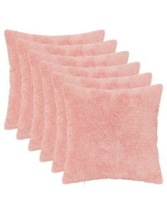 Federa 6 pz HEERLEN Rosa 50 x 50 cm Pelliccia di Coniglio Finta