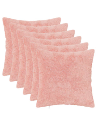 Federa 6 pz HEERLEN Rosa 50 x 50 cm Pelliccia di Coniglio Finta