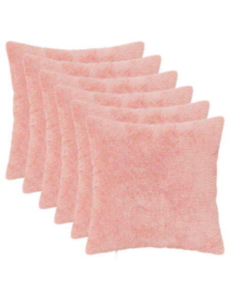 Federa 6 pz HEERLEN Rosa 50 x 50 cm Pelliccia di Coniglio Finta