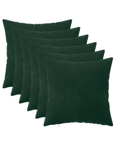 Federa 6 pcs HEERLEN Verde Scuro 40 x 40 cm Velluto