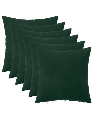 Federa 6 pcs HEERLEN Verde Scuro 40 x 40 cm Velluto