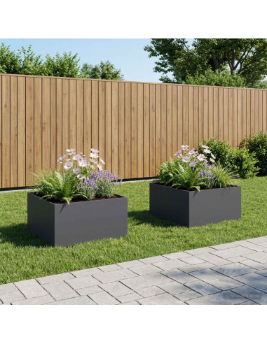 Vaso da giardino 2 pz Antracite 100 x 100 x 40 cm