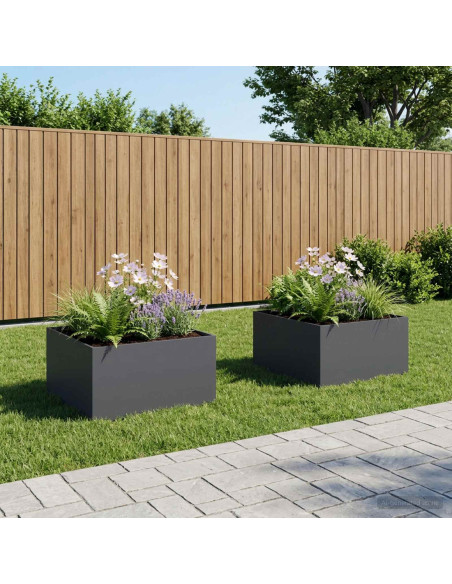 Vaso da giardino 2 pz Antracite 100 x 100 x 40 cm