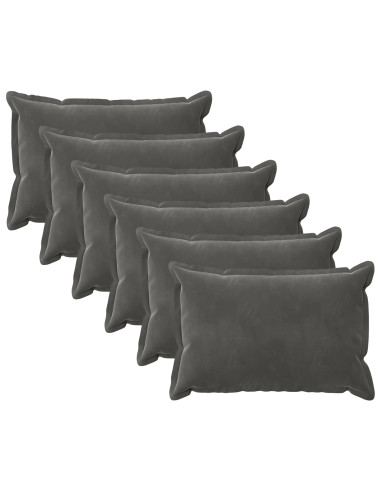 Federa 6 pcs HOUTEN Grigio Scuro 50 x 75 cm Velluto