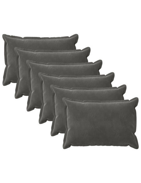 Federa 6 pcs HOUTEN Grigio Scuro 50 x 75 cm Velluto