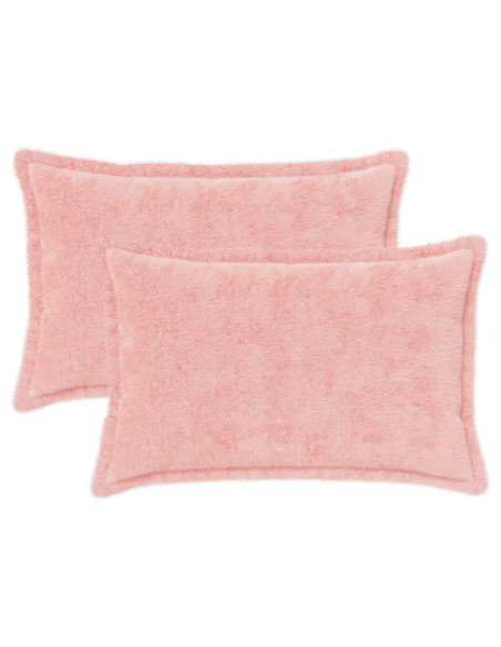 Federa 2 pz HOUTEN Rosa 30 x 50 cm Pelliccia di Coniglio Finta