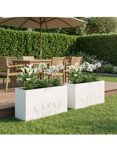 Vaso da giardino 2 pz Bianco 100 x 20 x 49 cm