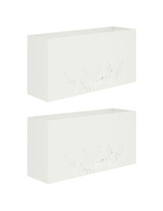 Vaso da giardino 2 pz Bianco 100 x 20 x 49 cm 2