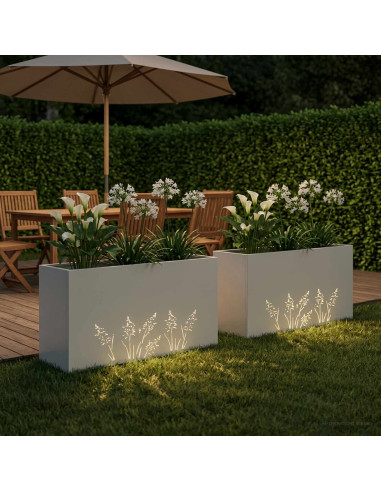 Vaso da giardino 2 pz Bianco 100 x 20 x 49 cm
