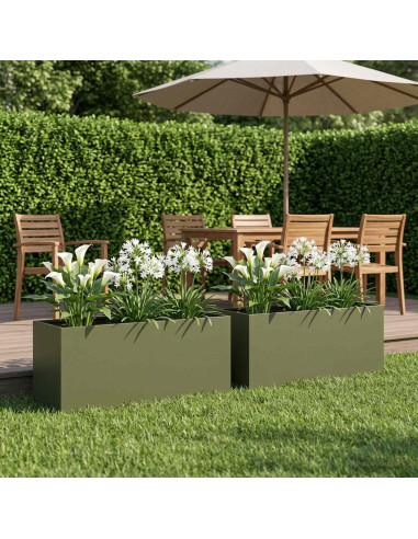 Vaso da giardino 2 pz Verde Oliva 80 x 40 x 40 cm