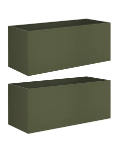 Vaso da giardino 2 pz Verde Oliva 80 x 40 x 40 cm 2