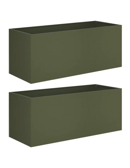 Vaso da giardino 2 pz Verde Oliva 80 x 40 x 40 cm