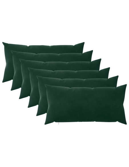 Federa 6 pcs HEERLEN Verde Scuro 40 x 80 cm Velluto