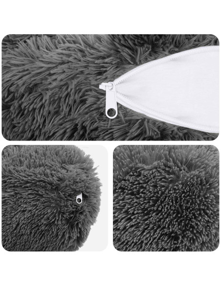Federa 6 pcs HEERLEN Grigio Chiaro Ø 15 x 40 cm Fleece PV