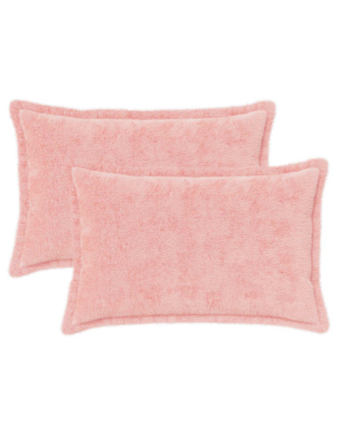 Federa 2 pz HOUTEN Rosa 40 x 60 cm Pelliccia di Coniglio Finta