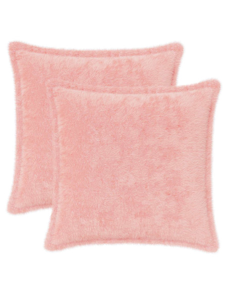 Federa 2 pz HOUTEN Rosa 35 x 35 cm Pelliccia di Coniglio Finta