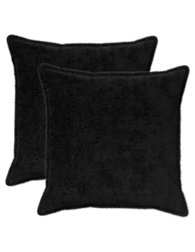 Federa 2 pz HOUTEN Nero 80 x 80 cm Pelliccia di Coniglio Finta