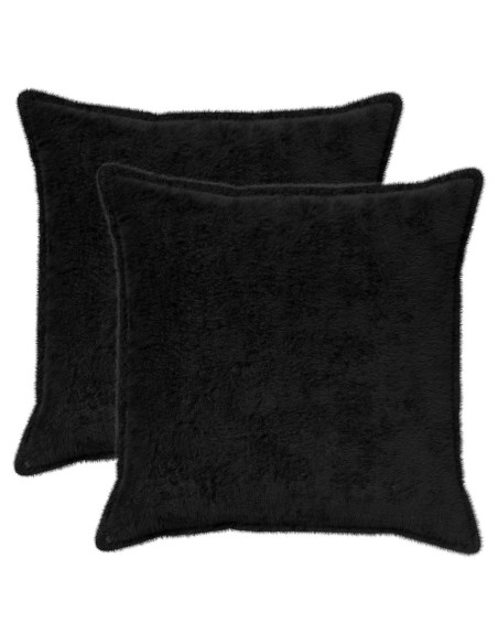 Federa 2 pz HOUTEN Nero 80 x 80 cm Pelliccia di Coniglio Finta