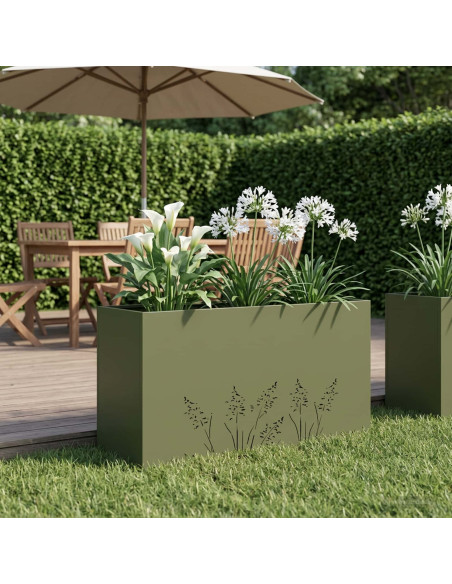 Vaso da giardino Verde Oliva 100 x 30 x 49 cm
