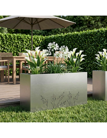 Vaso da giardino Argento 100 x 20 x 49 cm Acciaio Inox