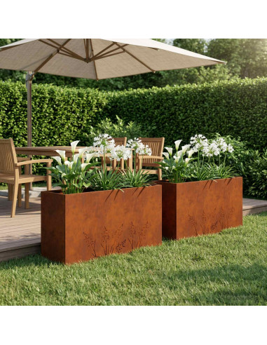Vaso da giardino 2 pz Ruggine 100 x 30 x 49 cm Acciaio Corten