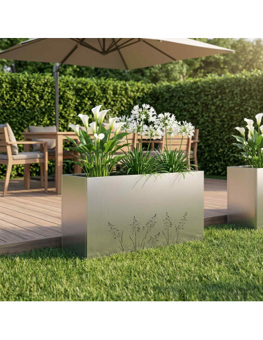 Vaso da giardino Argento 100 x 30 x 49 cm Acciaio zincato