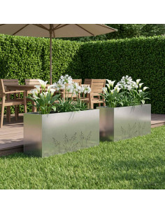 Vaso da giardino 2 pz Argento 100 x 30 x 49 cm Acciaio Inox