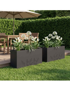 Vaso da giardino 2 pz Nero 100 x 30 x 49 cm