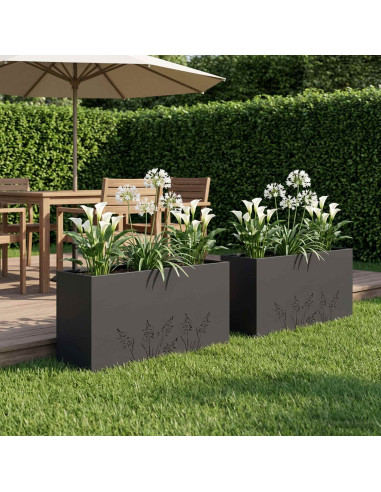 Vaso da giardino 2 pz Nero 100 x 30 x 49 cm