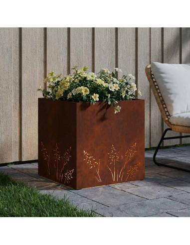 Vaso da giardino Ruggine 50 x 50 x 49 cm Acciaio Corten