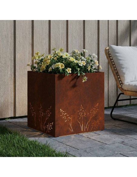 Vaso da giardino Ruggine 50 x 50 x 49 cm Acciaio Corten